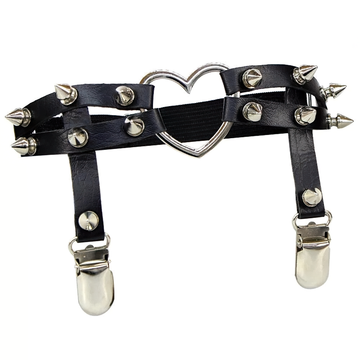 Female Colorful PU Leather Stockings Garter Belts / Women's Retro Rivet Lace Body Harness - EVE's SECRETS